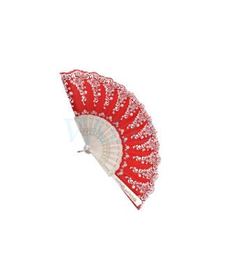 Valoshop - Accesorios del Atuendo - Abanicos - Abanico Escarchado PL - Abanico Escarchado PL 24cm Rojo 12 u/pqt - WEB ID:000006